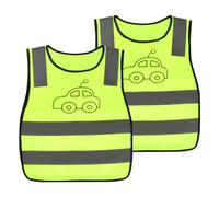HoaaiGo 2 Pièces Gilet de Sécurité Enfants, Gilets Réfléchissants à Haute Visibilité Gilet Respirant Jaune Fluorescent, 360°Visibilité à Gilet Réfléchissante pour Enfants de 3 à 10 Ans