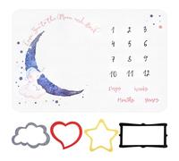 HoaaiGo Couverture Etape Bebe130X100cm Couverture Personnalisée Bébé Couverture Photo Bebe Mois avec 4 Cadres Photo Couverture Douce, Unisexe Nouveau-né Fond Photo