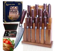 HOABLORN 15 PièCes de Set de Couteaux Cusine,Ensemble de Couteaux avec Bloc,Couteau Cuisine Professionnelle avec Porte Couteaux de Cuisine,5 Tire-Bouchons avec Une BoîTe en Bois