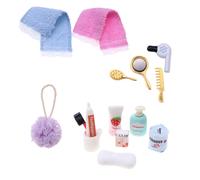 HOAccesso-Kit de simulation de maison de courses l'inventaire, sèche-cheveux, peigne, dentifrice, brosse à dents, mini serviette, boule de bain, gel douche, Regina mini bath set