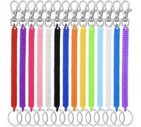 HoAhaMay 14 pièces Porte-clés en spirale, porte-clés à ressort en plastique, Porte-clés en spirale rétractable pour hommes, femmes et adultes pour l'extérieur, le travail, les clés (14 couleurs)