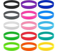 HoAhaMay 15 pcs Bracelets en silicone, bracelets élastiques en caoutchouc, bracelets en silicone multicolores pour le sport, le fitness, la course à pied, les fêtes, pour les enfants et les adultes