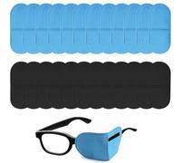 HoAhaMay 24 Pièces Cache Oeil pour Lunettes, Réutilisable Cache Oeil de Medical, pour Couvrir les Yeux et Améliorer la Vision, pour Enfants et Adultes Souffrant d'Amblyopie et de Strabisme (Bleu/Noir)