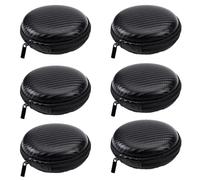 HoAhaMay 6pcs Round Portable Headphone Case, Mini Eva Sac de Rangement avec Compartiment Interne, étui Rigide zippé Sac de Rangement, approprié câble Casque de données MP3 Sac de Rangement (Noir)