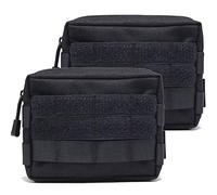 HOANAN Molle Poches, Tactique Admin Pochette Compact EDC Utilitaire Gadget Gadget Pochette Militaire Accessoire de Transport Ceinture Suspendue, Lot de 2 - Noir - 17,8 cm (L) x 13 cm (H).