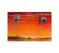 HOANGJUN Impression sur toile représentant les éléphants de Salvador Dali - Décoration murale - Peinture surréaliste - Sans cadre - 50 x 75 cm