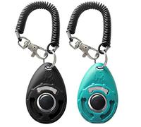 HoAoOo Clicker de Dressage pour Animaux de Compagnie avec dragonne - Clicker de Dressage pour Chien (Nouveau Noir + Bleu)