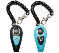 HoAoOo Clicker de dressage pour animaux de compagnie avec sifflet et dragonne - Sifflet de dressage pour chien (noir + bleu)