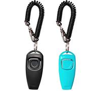 HoAoOo Sifflet de dressage pour animal domestique avec dragonne - Clicker de dressage pour chien (noir + bleu)
