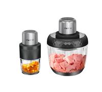 Hoapin Hachoir Électrique 800 W, Hachoir à Viande Avec Bol Verre 3 L + 0,5 L, 2 Niveaux de Vitesse, Mixeur Bebe Pour Viande, LéGumes, Fruits, Fruit Sec (Noir)