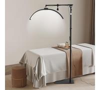 Hoapin Lampe Extension De Cils, Lampe Demi Lune 28in avec Tête Réglable à 350°, 3000K-6000K, Lampadaire LED de Beauté à Intensité Variable pour Cils Soins Peau