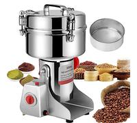 Hoapin Moulin Céréales Grains Électrique 2000 g, Grinder en Acier Inoxydable et Moteur 4000 W, Broyeur à Lames Robot Culinaire à Grande Vitesse pour Moudre Céréales Épices Herbes Noix Café