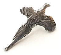 Hoardersworld Pin's Faisan en vol en étain anglais fin, fait à la main, oiseau, Étain anglais