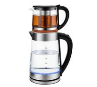 HOARLICN Caydanlik Théière électrique 2,5 l, 1500 W, bouilloire turque, grande bouilloire et petite théière pour lait sec, thé blanc, thé vert