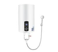 HOARLICN Chauffe-eau instantané - 220 V - 2000 W - 34 x 71 cm - En acier inoxydable - Avec robinet, douchette à main - Pour cuisines, toilettes, salons de coiffure (30 l, blanc)