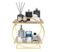 HOARLICN Étagère à parfum, organisateur de parfum, étagère à parfum, 28 x 15,5 x 28,5 cm, 1,21 kg, en acier au carbone, à 2 étages, pour ranger parfum, lotion, bijoux (dorée)