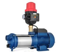 HOARLICN Pompe centrifuge 2500 W - Pompe de jardin - Pompe à eau avec pressostat - 3 CV - 4000 l/h - 2850 tr/min - En acier inoxydable - Pour bassins, jardins, modélisation de puits - Bleu