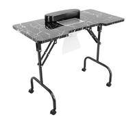 HOARLICN Table à ongles portable - Table de manucure pliable pour techniciens - Table de manucure portable avec aspiration - Collecteur de poussière - Table de manucure mobile avec rouleau