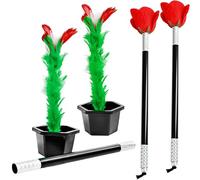 Hoarost Lot de 4 baguettes à fleurs pour tour de magie apparaissant en gros plan sur scène de rue Rose Accessoires magiques pour spectacle de magie Accessoires de divertissement