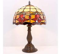 Hobaca® 12 Pouces Vitrail Tulipe Fleur Tiffany Lampe de Chevet E27 Art Deco Vintage Lampe de Table Luxury Bedside Lamp Pour la Commode de Bibliothèque Salon Chambre Hôtel