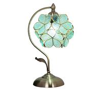 Hobaca 8 pouces fleur de cerisier tiffany vitrail Lampes de bureau fleur abat-jour vintage piètement en laiton