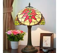 Hobaca Lampe de bureau tiffany en verre coloré 30cm e27 récolte poivre restaurant bar lumière salon chambre lampes de table de chevet