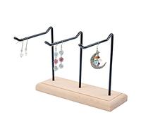 HOBBIESAY 1 Ensemble 4 Pcs Présentoir à Bijoux en Bois à 1Etage et 3 Rangées Organisateur de Bijoux de Table en Métal 21cm Support de Tour d'oreilles Noir pour Boucle d'oreille Bracelet Chaine Montre
