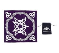 HOBBIESAY 1 Ensemble Nappes Tarot avec Pochette en Velours Nappe D'Autel Lune Violette Sac Rangement en Tissu D'Autel Divination Doux Ensemble Cartes Tarot pour Fournitures Sorcrie Wiccan Outils