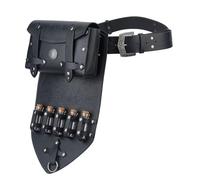HOBBIESAY 1 lot de ceinture d'alchimiste avec pochette en cuir synthétique noir steampunk pour téléphone portable avec 5 fioles de potion en liège pour costume d'Halloween Renaissance