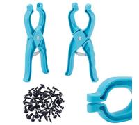 HOBBIESAY 1 outil pour yeux de sécurité avec 50 yeux bleus - Accessoires de crochet pour la fabrication rapide de poupées Amigurumi - Outil en plastique pour jouets en peluche