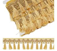 HOBBIESAY 10 mètre de Bordure à Franges Dorées de 23mm Bordure à Franges en Fibre de Polyester Bordure en Dentelle pour Bricolage Rideau Abat Jour Costume Artisanat Décoration D'Intérieur