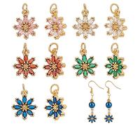 HOBBIESAY 10 Pcs 5 Couleurs Laiton Cubic Zirconia Fleur Charmes Pendentif Bijou Artificiel Charmes en Vrac Fleur Motif Pendentif Boucle d'oreille Charmes Mixte Couleur Dangle Charmes Collier Bracelet
