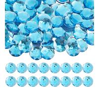 HOBBIESAY 100 cabochon Rond à Facettes en Strass à Dos Plat Pierres Précieuses Rondes en Plastique Cristal Bleu Ciel Profond à Dos Plat pour la Fabrication de Bijoux