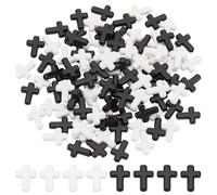 HOBBIESAY 100 pièce de 2 couleurs Acrylique Croix Perles 16mm Perles Croisées Noires et Blanches en Vrac Petites Croix Perles D'Espacement en Vrac Perles pour Fabrication de Bijoux