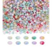HOBBIESAY 100 pièce de Perles de Boulier en Verre 10 couleurs Disque Coloré Pierre D'Espacement Rondelle Plate Perles Lâches Perle Artisanale Lisse pour la Fabrication de Bracelets Bijoux Trou: 1.2mm