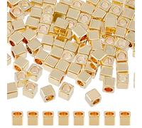 HOBBIESAY 100Pcs Perles Cubiques en Laiton Doré Entretoises Carrées Breloques en Vrac Perles pour Bricolage Résultats de Bijoux Bracelets Colliers Boucles d'oreilles Artisanat à Angle Droit 3x3 mm