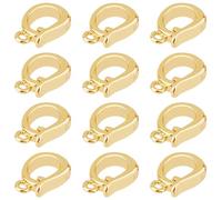 HOBBIESAY 12 pcs Véritable Plaqué Or 18 carats Fermoirs Déployants en Laiton 10mm Pendentif Connecteurs de Fermoir D'Extension avec Boucle Design Ovale en Forme de Bracelet Collier Bracelets