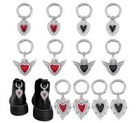 HOBBIESAY 12 pièce 6 styles Breloques Chaussures Démarrage en Forme Cœur Gothique Sacré 55-63mm Breloques Bottes en Forme Cœur Noir et Rouge Décoration Chaussures D'Amour pour Décoration de Bottes