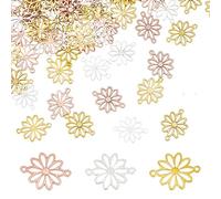 HOBBIESAY 120Pcs 3 Couleurs Marguerite Connecteur Charme Fleur Lien Fleur Feuille Charmes Pendentifs Double Trou Chrysanthème Perles Connecteur pour DIY Collier Bracelet Fabrication Bijoux Résultats