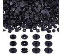 HOBBIESAY 150 ensemble de Boutons Pression 3 styles Attaches Rondes en Résine et Plastique Boutons Pression Noirs pour Vêtements Manteaux Doudounes et Loisirs Créatifs