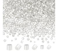 HOBBIESAY 1500 pièce 3 styles de Perles à Sertir en Tube de Laiton Perles à Sertir en Argent Accessoires de Tube à Sertir Perles D'Espacement en Vrac pour la Fabrication de Bijoux Trou : 1 1.5mm