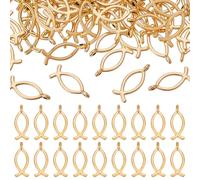 HOBBIESAY 150Pcs Breloque en Alliage de Style Tibétain 20x8mm Poisson Jésus Pendentif Breloques Poisson Chrétien Charm Doré pour la Fabrication de Bijoux Bracelet Collier Trou :2mm