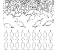HOBBIESAY 150Pcs Breloque en Alliage de Style Tibétain 20x8mm Poisson Jésus Pendentif Breloques Poisson Chrétien Charm Argenté pour la Fabrication de Bijoux Bracelet Collier Trou :2mm