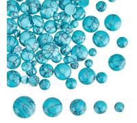 HOBBIESAY 170 cabochon Turquoise 5 styles Cabochon en Pierre Turquoise à Dos Plat Pierre Précieuse à Texture Bleue Cabochon Rond Plat pour la Fabrication de Bijoux 4 12x2 4.5mm
