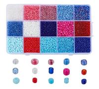 HOBBIESAY 180g 15 styles Perles Rocaille en Verre Petites Perles Artisanales Perles Rondes Colorées en Verre Perles D'Espacement Rondes Perles Connexion pour la Fabrication Bijoux Trou:0.5-1mm