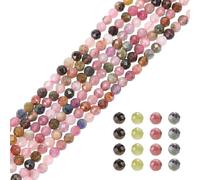 HOBBIESAY 2 brin Perles de Pierres Précieuses à Facettes 3mm Perles de Cornaline Naturelle Perles Perles Rondes en Vrac Perles Coloré pour Collier Boucles D'Oreilles Fabrication Trou:0.5-0.6mm