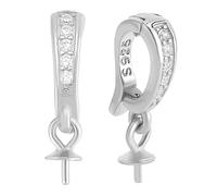 HOBBIESAY 2 pièce 925 bélières à Vis en Argent Sterling avec Fermoir en Strass Connecteurs de Pendentif pour la Fabrication de Bijoux en Perles et Pierres Précieuses Trou : 5x3.5mm