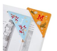 HOBBIESAY 2 Styles Marque-Page D'Angle Brodé à la Main Marque-Page de Coin en Feutre Cousu à la Main Marque-Pages de Broderie de Lettre de Fleur Mignonne Marque-Pages Triangulaires MJ
