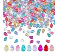HOBBIESAY 200pcs Perle de Verre Percées sur Le Dessus 9x6x5mm Perle de Verre Tchèques en Forme de Goutte d'eau Mélangées Aléatoires Perle de Verre en Cristal Transparente Perle, Trou:1mm