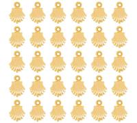 HOBBIESAY 30 pcs Laiton Plaqué Or 18K Coquillage Charms Thème Océan Pendentifs Coquille Bijoux Composants Pétoncle Charme Perles pour DIY Artisanat Collier Bracelets Fabrication de Bijoux Apprêts